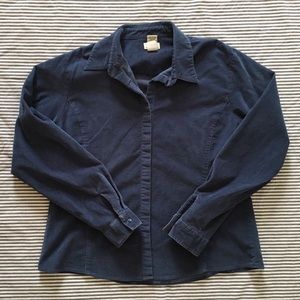 LL Bean Women’s Blue Corduroy Button Down Large